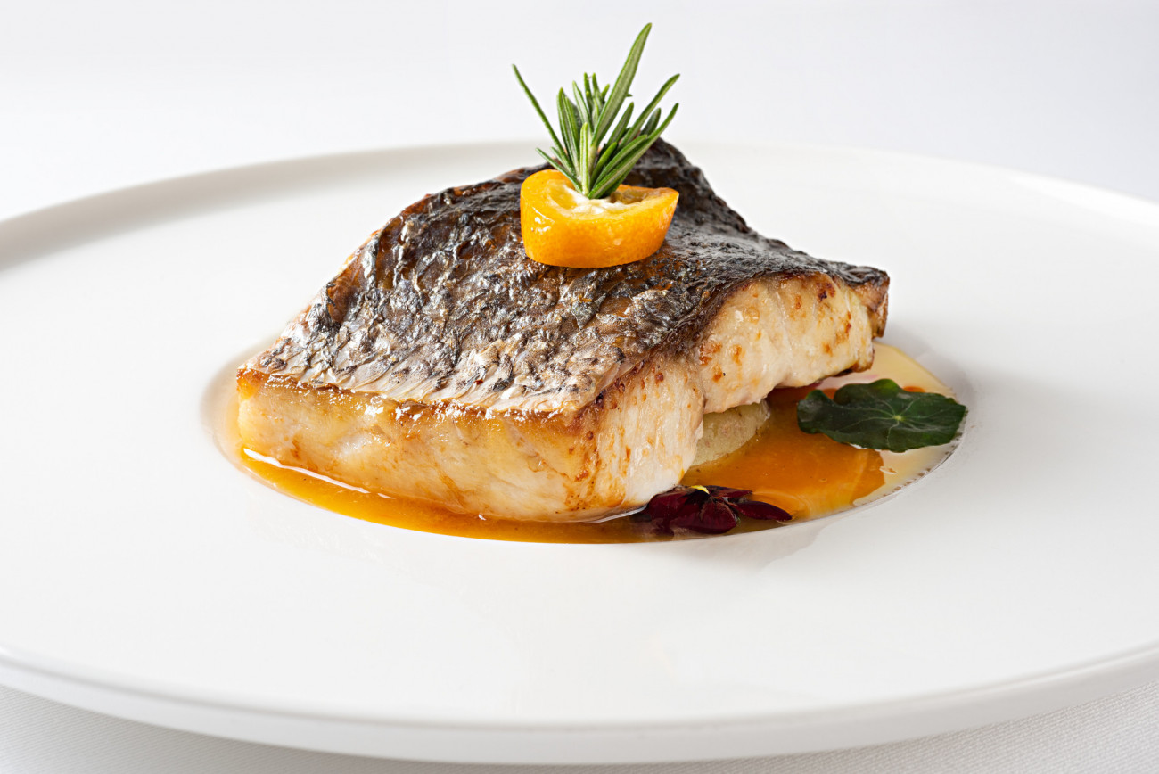 Grilled sea bass with citrus sauce